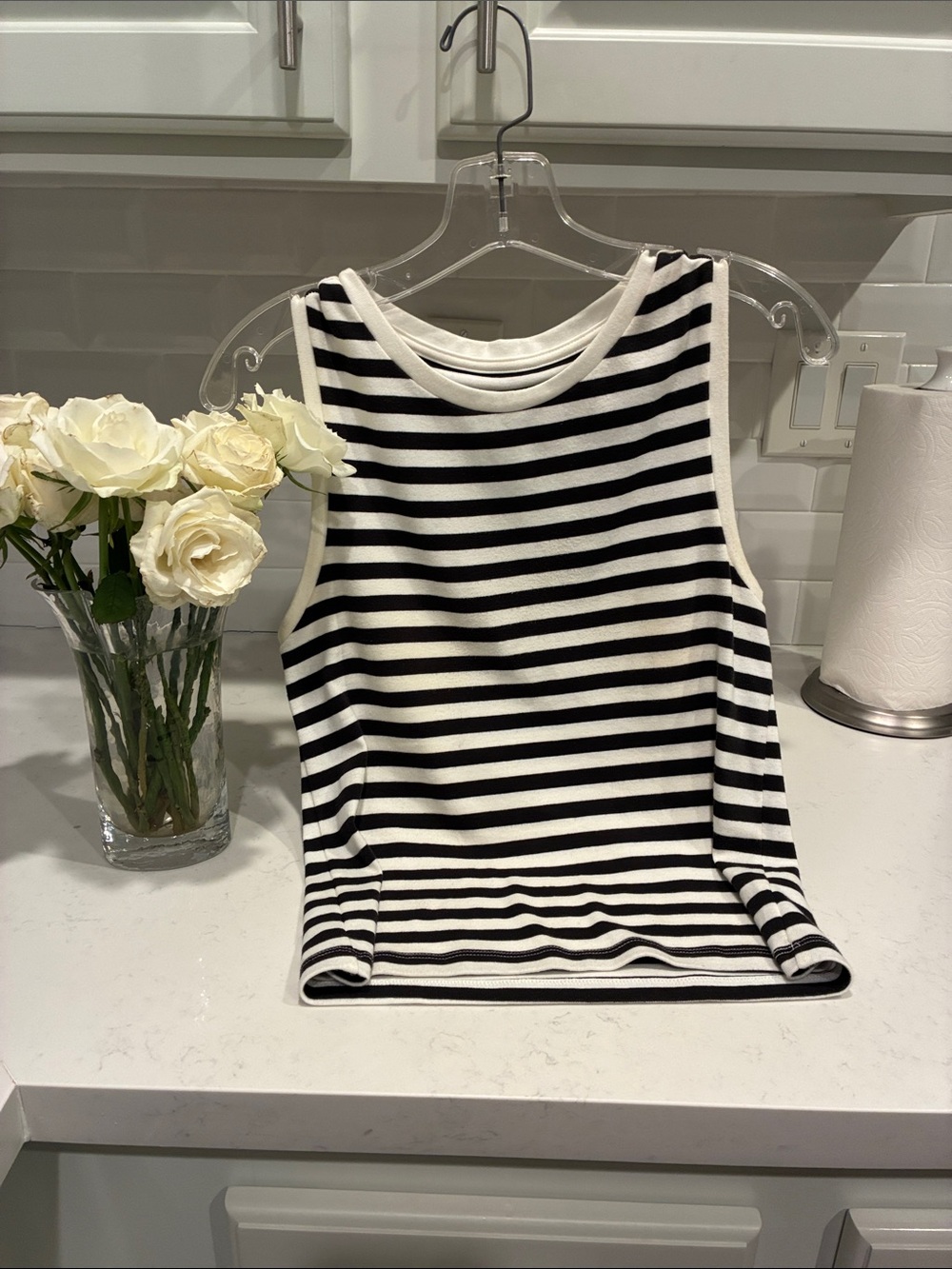 GAP Black & White Striped Crewneck Tank